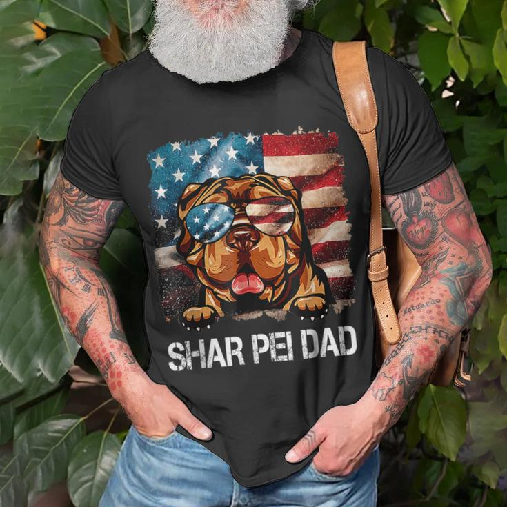 Shar Pei Dad American Flag 4Th Of July Dog Fathers Day Gift For Mens Unisex T-Shirt Gifts for Old Men