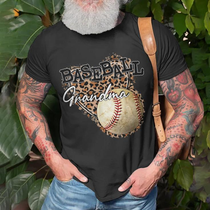 Softball Baseball Grandma Leopard Mothers Day Unisex T-Shirt Gifts for Old Men