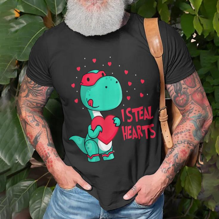 I Steal Hearts Valentines Day Cute Dinosaur V-Day Boys Kids T-Shirt Gifts for Old Men