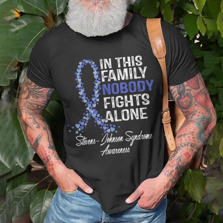 Stevens Johnson Syndrome Awareness Gift Nobody Fights Alone Unisex T-Shirt Gifts for Old Men