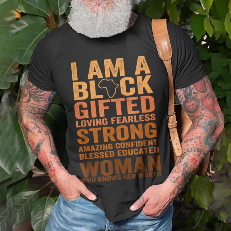 I Am Strong Black Woman Blessed Educated Black History Month T-Shirt Gifts for Old Men