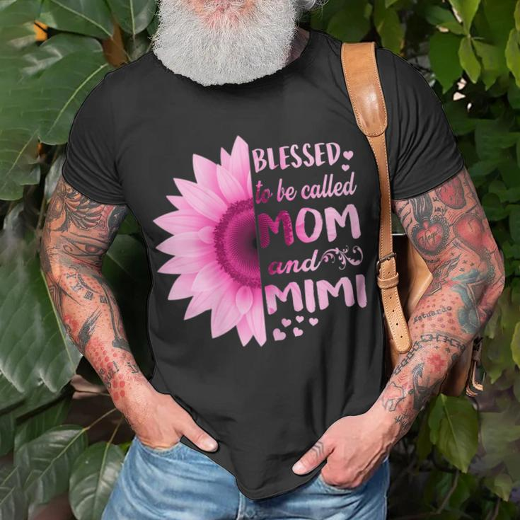 Sunflower Blessed To Be Called Mom And Mimi Gift For Womens Unisex T-Shirt Gifts for Old Men