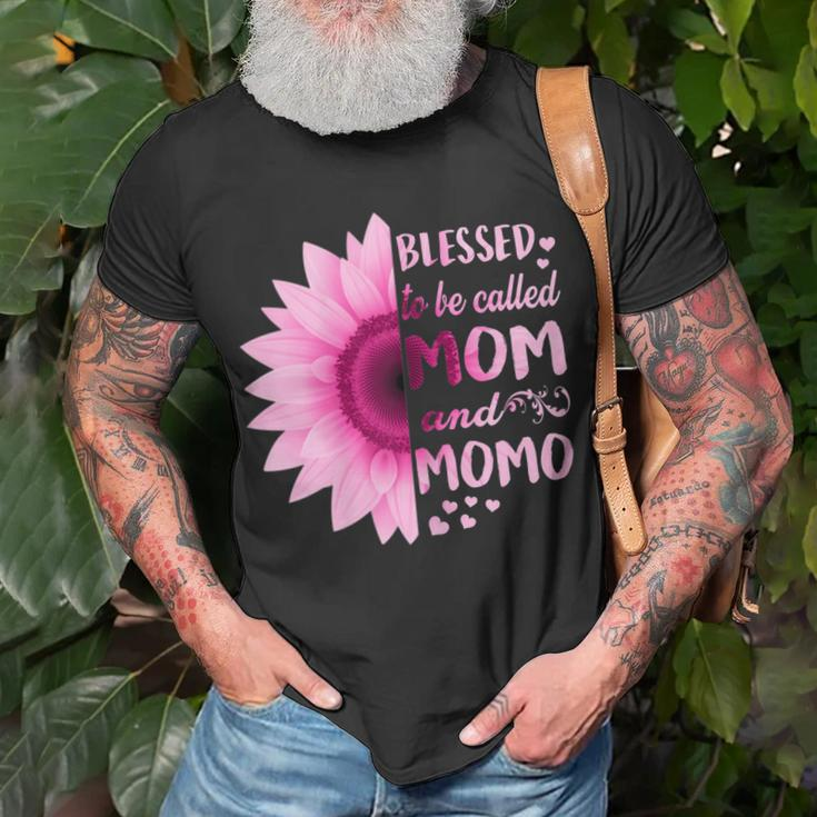 Sunflower Blessed To Be Called Mom And Momo Gift For Womens Unisex T-Shirt Gifts for Old Men