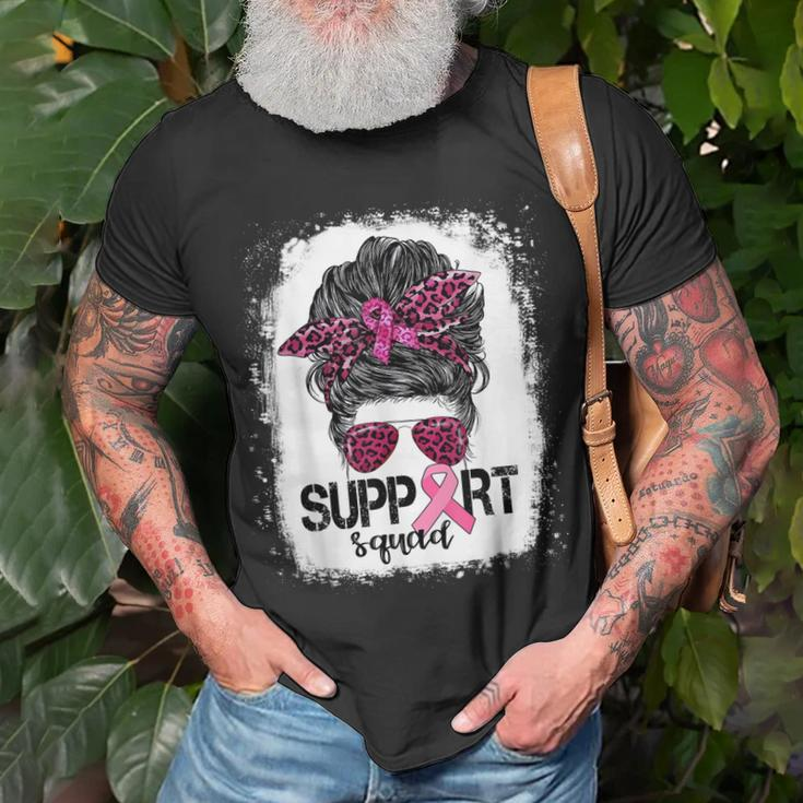 Support Squad Messy Bun Pink Warrior Breast Cancer Awareness V2 Unisex T-Shirt Gifts for Old Men