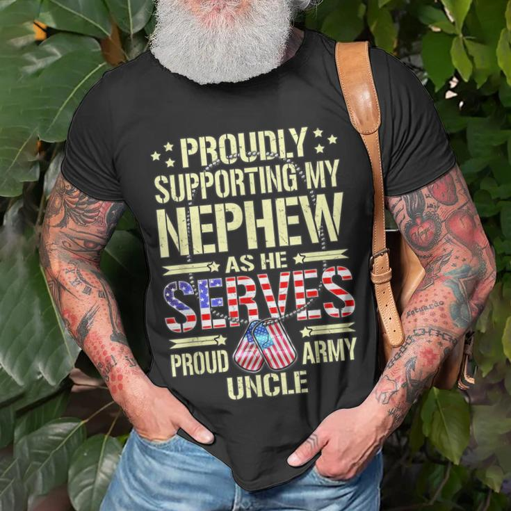 Mens Supporting My Nephew As He Serves - Proud Army Uncle T-shirt Gifts for Old Men