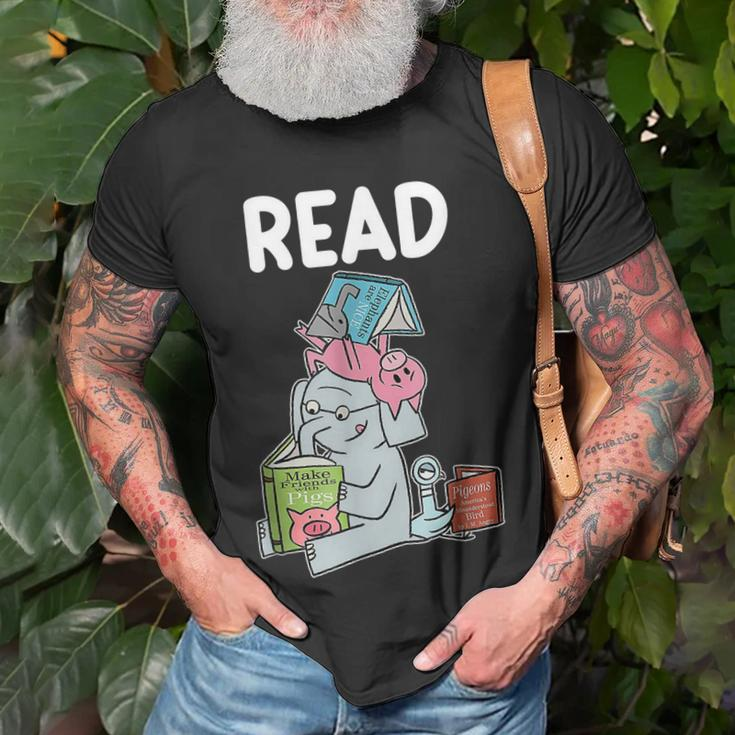 Teacher Library Read Book Club Piggie Elephant Pigeons V3 T-shirt Gifts for Old Men