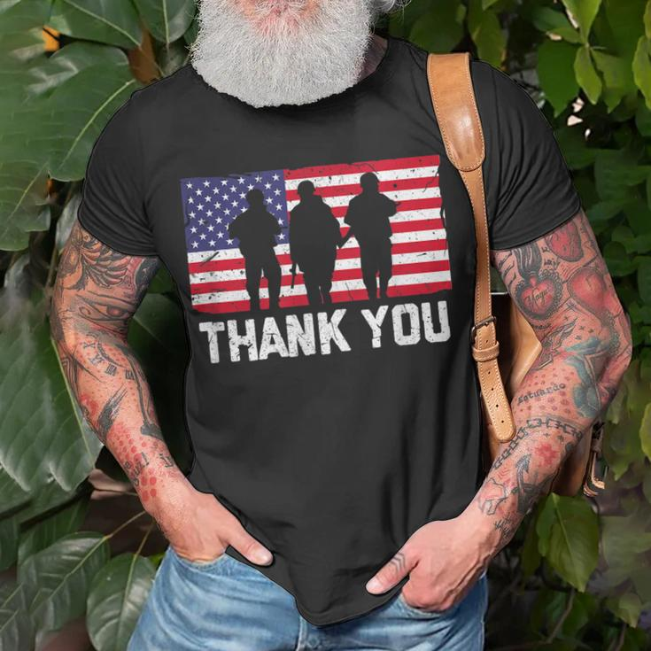 Thank You American Flag Military Heroes Veteran Day T-shirt Gifts for Old Men