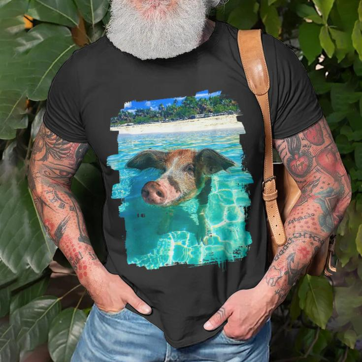 The Bahamas Swimming Pig Caribbean Beach Trips Summer Vibes Unisex T-Shirt Gifts for Old Men