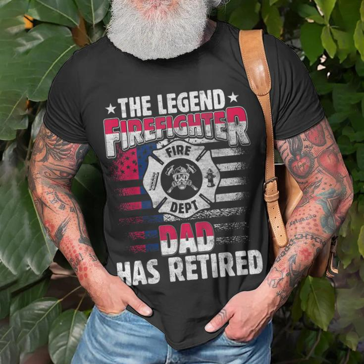 The Legend Firefighter Dad Has Retired Funny Retired Dad Unisex T-Shirt Gifts for Old Men
