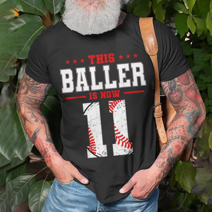 This Baller Is Now 11 Birthday Baseball Theme Bday Party Unisex T-Shirt Gifts for Old Men