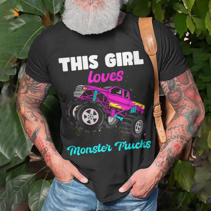 This Girl Loves Monster Trucks Funny Pink Monster Truck Girl Unisex T-Shirt Gifts for Old Men