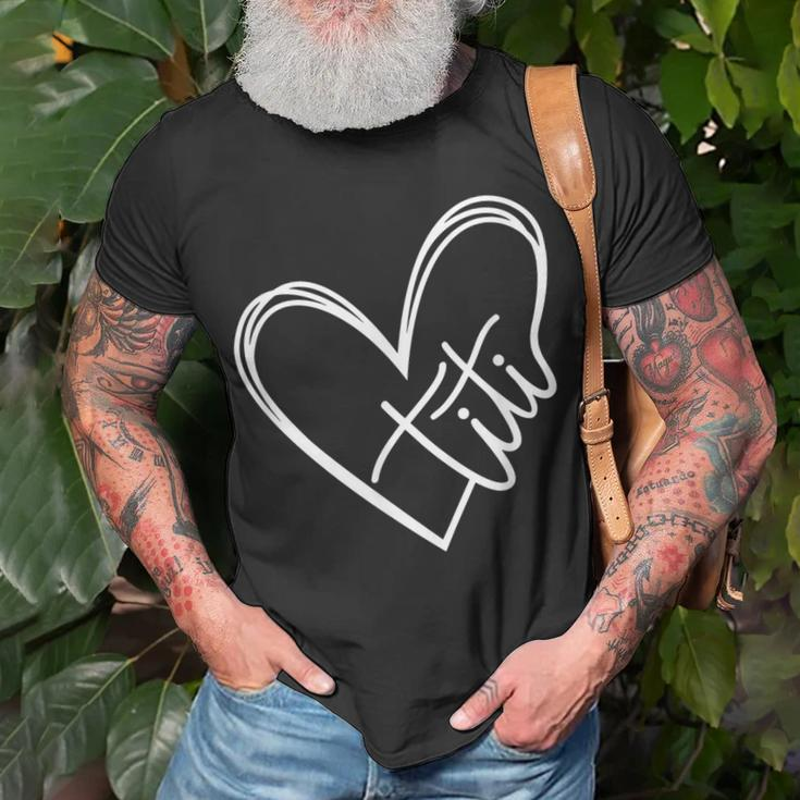 Titi Heart Minimalist Auntie Best Aunt Ever Gift Unisex T-Shirt Gifts for Old Men