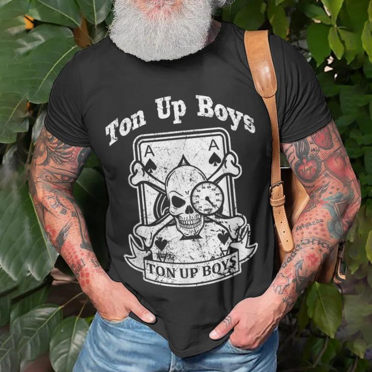 Ton Up Jungen Kultiges Biker-Logo Motorrad 100 Mph Up T-Shirt Geschenke für alte Männer