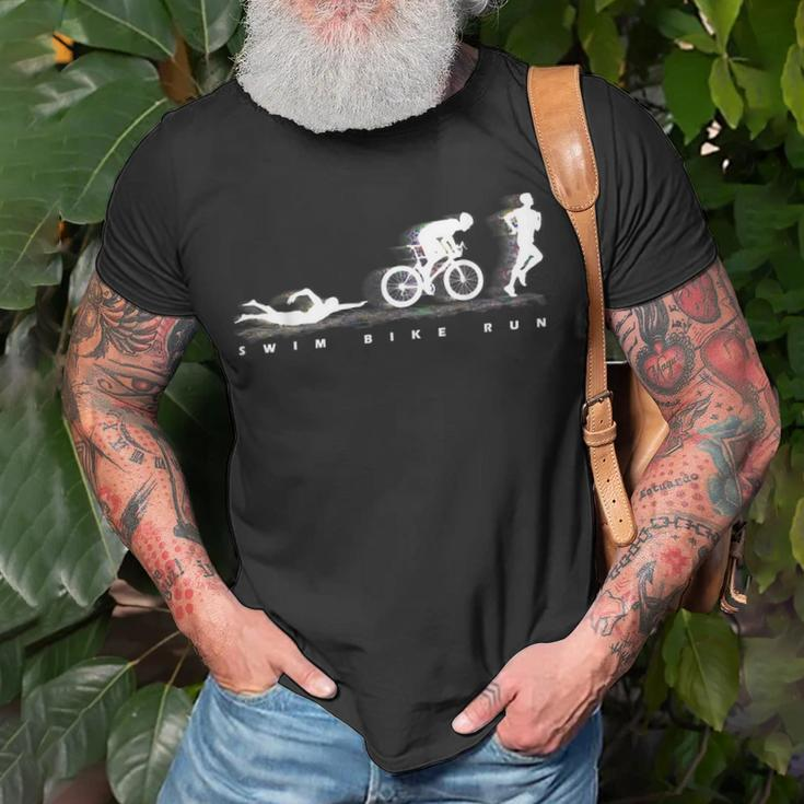 Triathlon Swim Bike Run Geschenk Für Sportler T-Shirt Geschenke für alte Männer