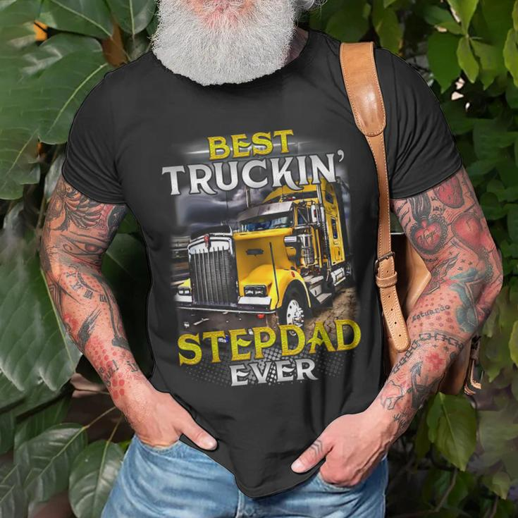 Trucker Fathers Day Best Truckin Stepdad Ever Unisex T-Shirt Gifts for Old Men