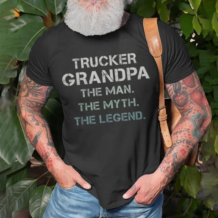 Trucker Grandpa The Man The Myth The Legend Grandparents Day Unisex T-Shirt Gifts for Old Men
