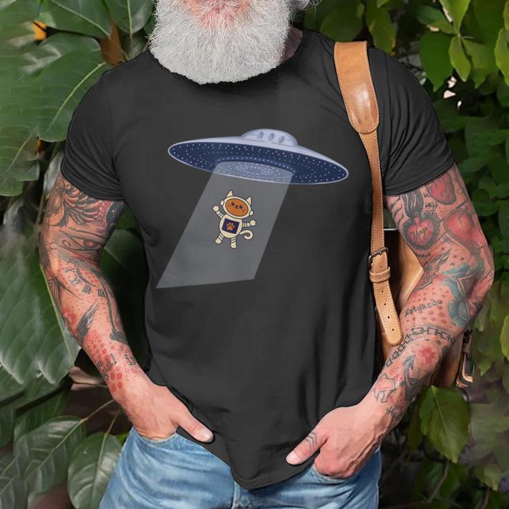 Ufo und Astronaut Motiv Schwarzes T-Shirt, Weltraum Tee für Männer Geschenke für alte Männer