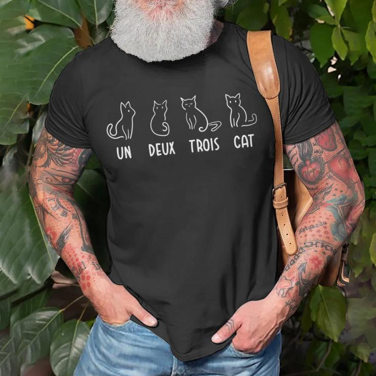 Un Deux Trois Cat French Pet Animal Joke Quote T-shirt Gifts for Old Men