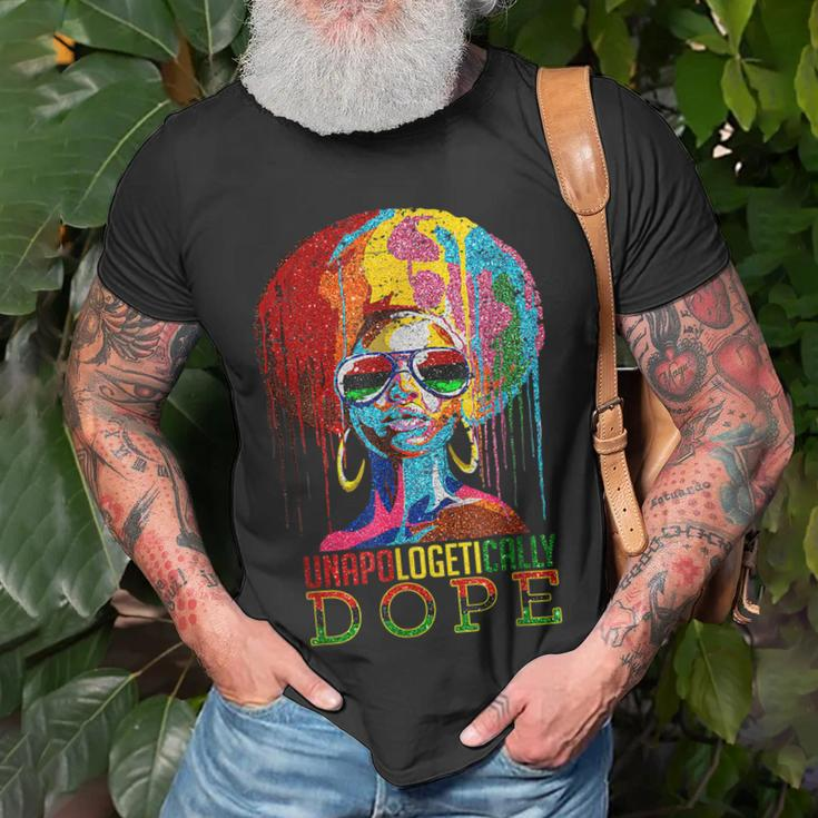Unapologetically Dope Black Pride Afro Black History Melanin T-Shirt Gifts for Old Men