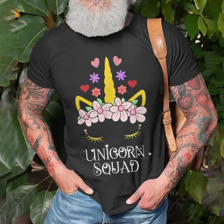 Unicorn Squad Cute Floral Outfit For Mom Grandma Ladies Unisex T-Shirt Gifts for Old Men