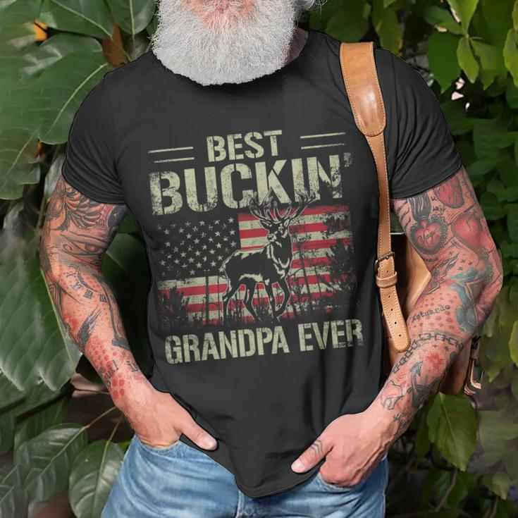 Usa Flag Best Buckin Grandpa Ever Deer Hunting Fathers Day Gift For Mens Unisex T-Shirt Gifts for Old Men
