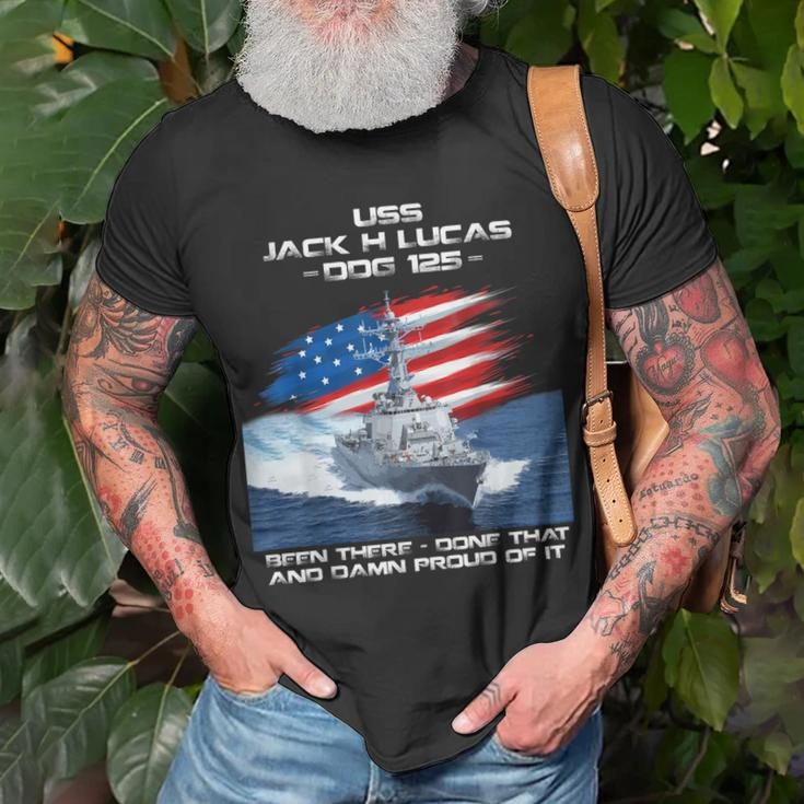 Uss Jack H Lucas Ddg-125 Destroyer Ship Usa Flag Veteran Day T-Shirt Gifts for Old Men