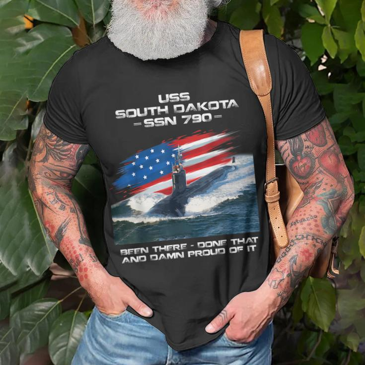 Uss South Dakota Ssn-790 American Flag Submarine Veteran T-Shirt Gifts for Old Men