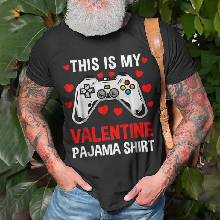 This Is My Valentine Pajama Gamer Heart Controller T-Shirt Gifts for Old Men