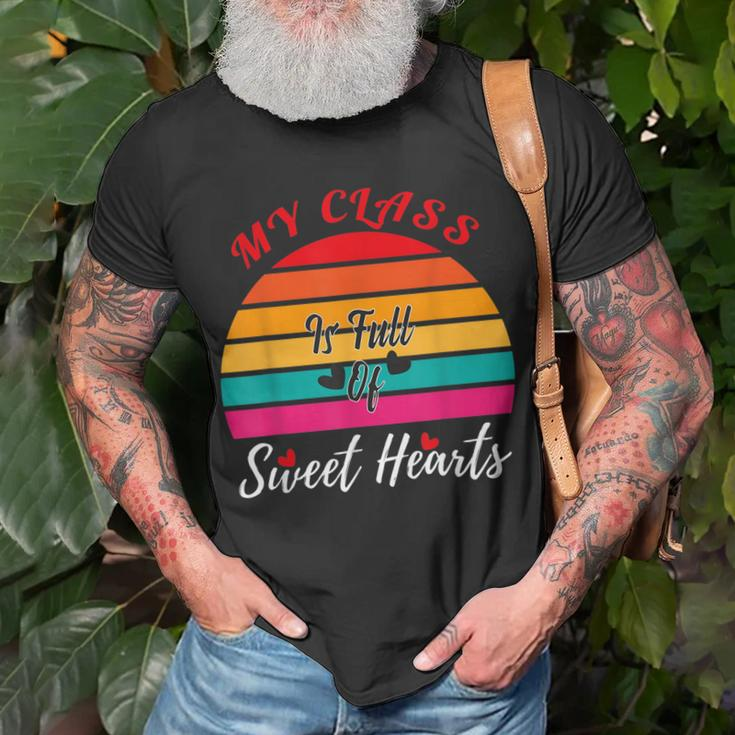 Valentines Day My Class Full Of Sweethearts Teacher Retro T-Shirt Gifts for Old Men