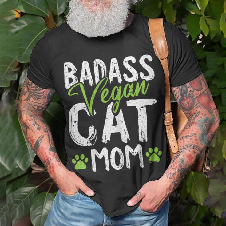 Vegan Cat Mom Mothersday Badass Mama Paw Print Kitten Lover Gift For Womens Unisex T-Shirt Gifts for Old Men