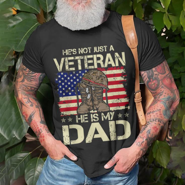 He Is My Veteran Dad American Flag Veterans Day T-Shirt Gifts for Old Men