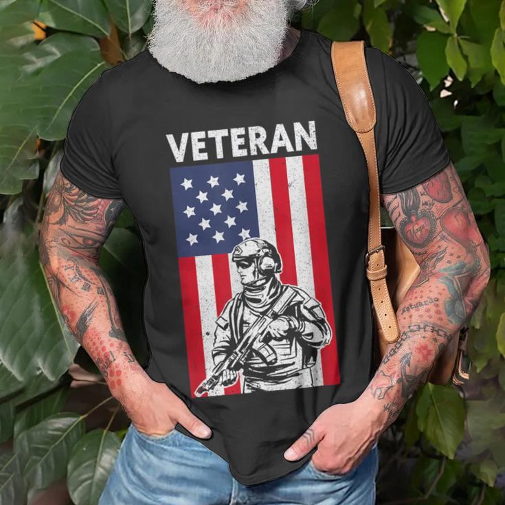 Veteran Usa Flag Proud American Veteran T-Shirt Gifts for Old Men
