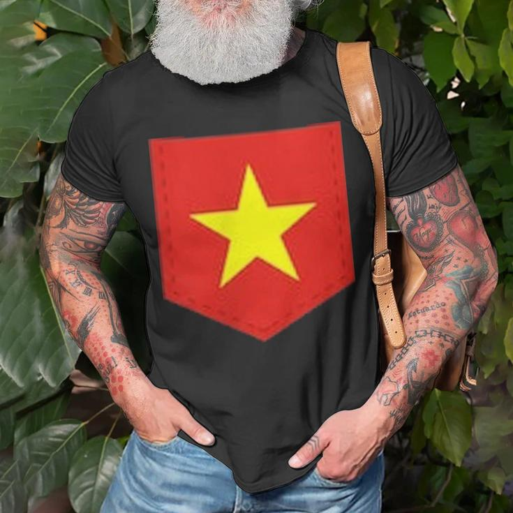 Vietnam Flag With Printed Vietnamese Flag Pocket Unisex T-Shirt Gifts for Old Men