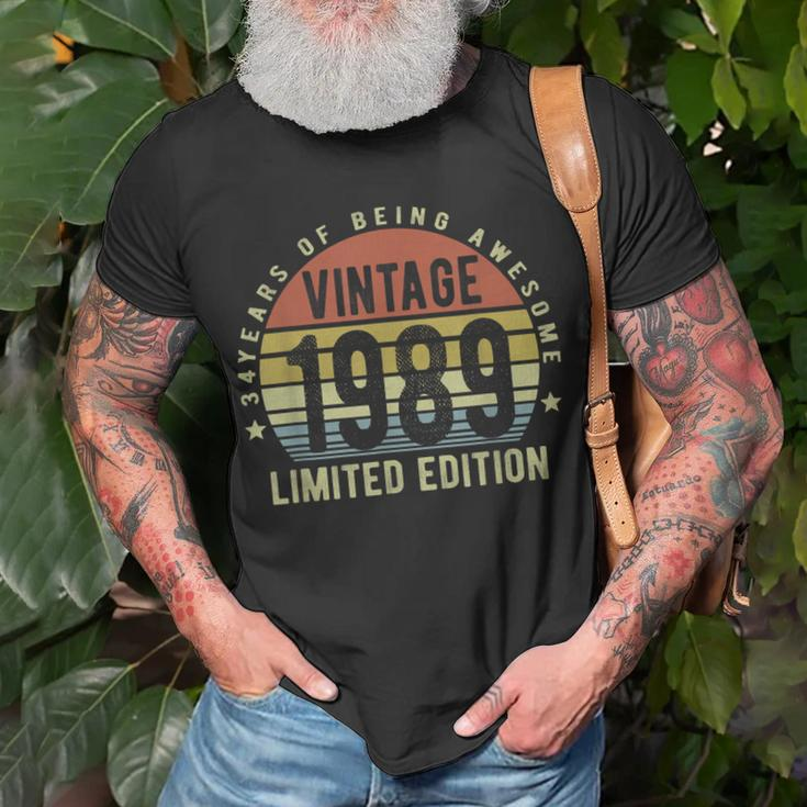 Vintage 1989 Limited Edition 34 Year Old 34Th Birthday T-Shirt Gifts for Old Men