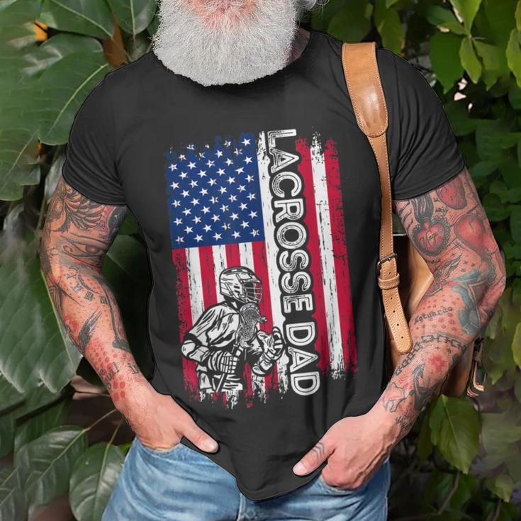 Vintage American Flag Lacrosse Dad Daddy Men T-Shirt Gifts for Old Men