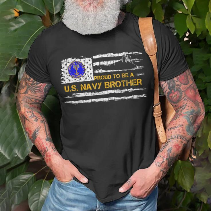 Vintage American Flag Proud To Be Us Navy Brother Military Unisex T-Shirt Gifts for Old Men