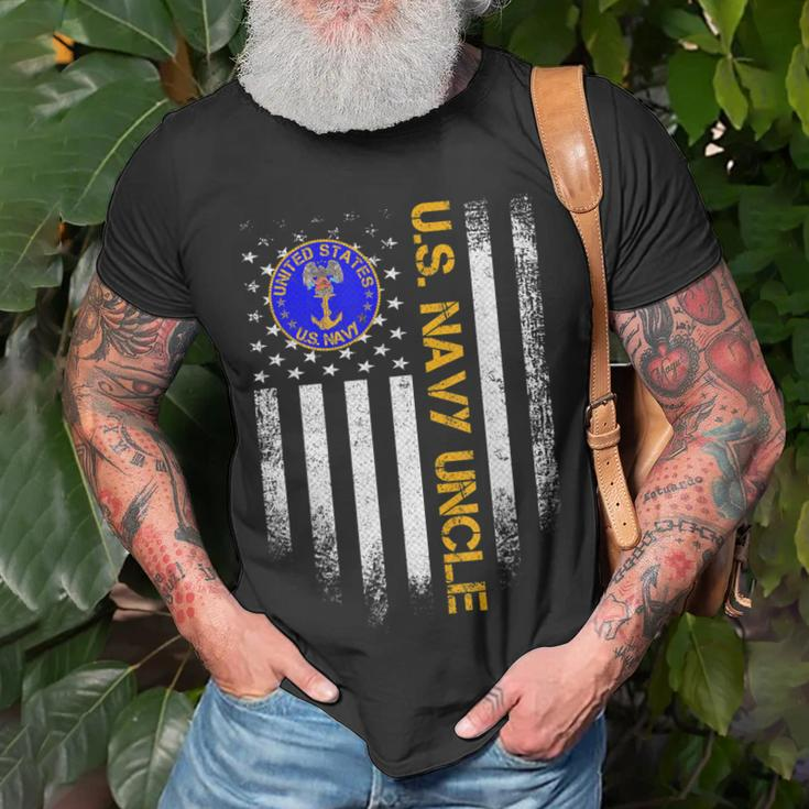Vintage American Flag Proud Us Navy Uncle Veteran Military Unisex T-Shirt Gifts for Old Men