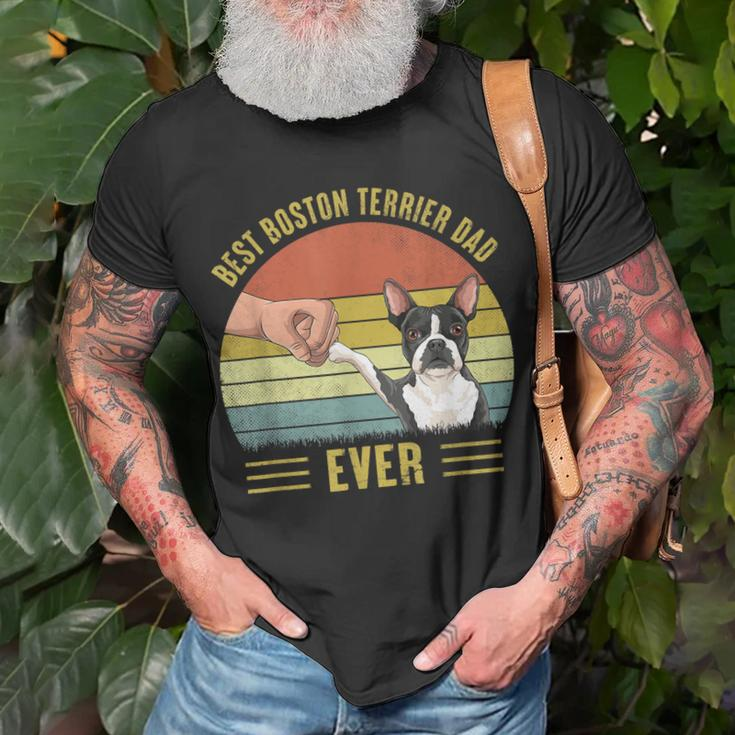 Mens Vintage Best Boston Terrier Dad Ever Fist Bump Dog T-Shirt Gifts for Old Men