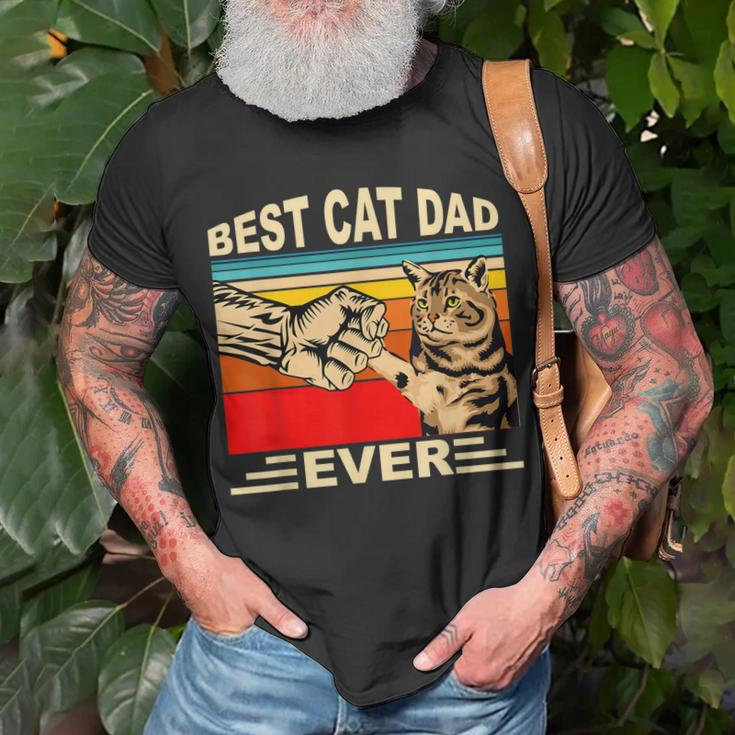 Vintage Best Cat Dad Ever And Retro For Dad Men Fathers Day Unisex T-Shirt Gifts for Old Men