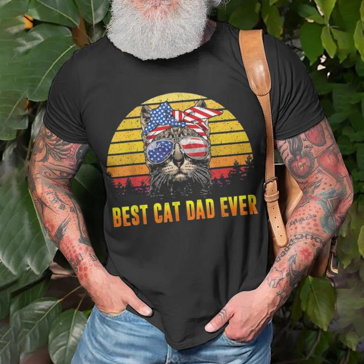 Vintage Best Cat Dad Ever Fathers Day Gifts 4Th Of July Men Unisex T-Shirt Gifts for Old Men