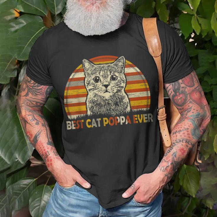 Vintage Best Cat Poppa Ever Fathers Day Christmas Gifts Unisex T-Shirt Gifts for Old Men