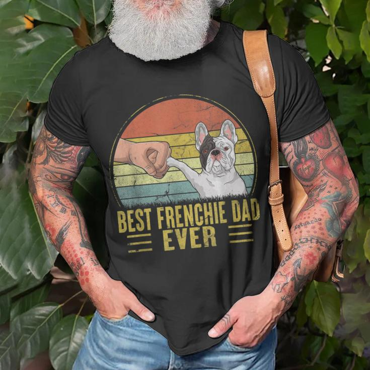 Vintage Best Frenchie Dad Ever Fist Bump French Bulldog Dad Gift For Mens Unisex T-Shirt Gifts for Old Men
