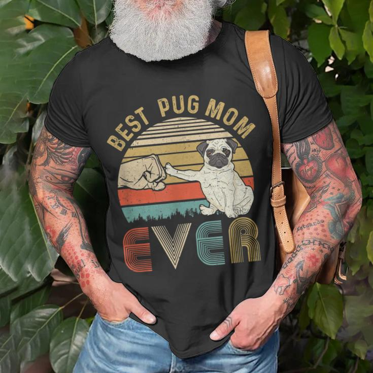 Vintage Best Pug Mom Ever Bump Fit Funny Mom Unisex T-Shirt Gifts for Old Men