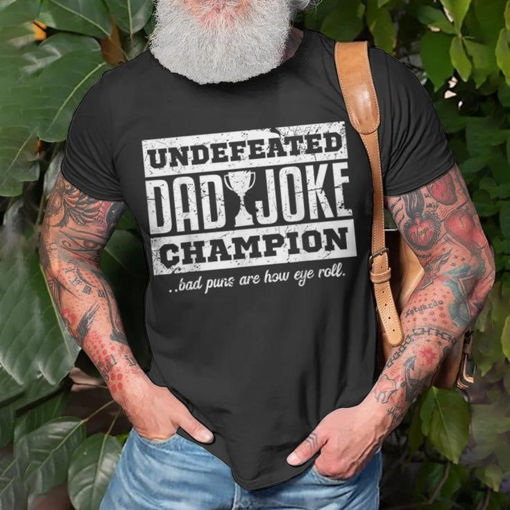 Vintage Dad Jokes Undefeated Dad Joke Champion Father T-Shirt Gifts for Old Men