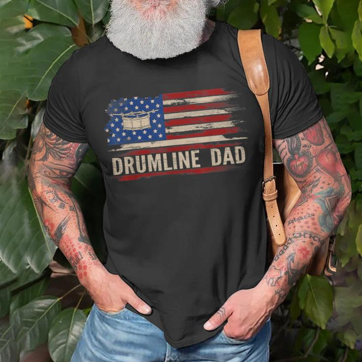Vintage Drumline Dad American Usa Flag Music T-Shirt Gifts for Old Men
