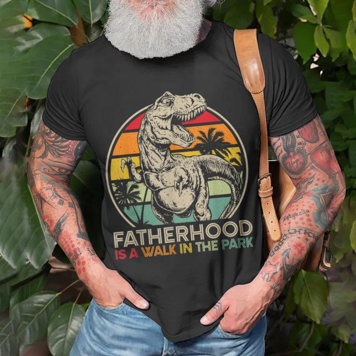 Mens Vintage Fatherhood Is A Walk In The Park DadRex Dinosaur T-Shirt Gifts for Old Men