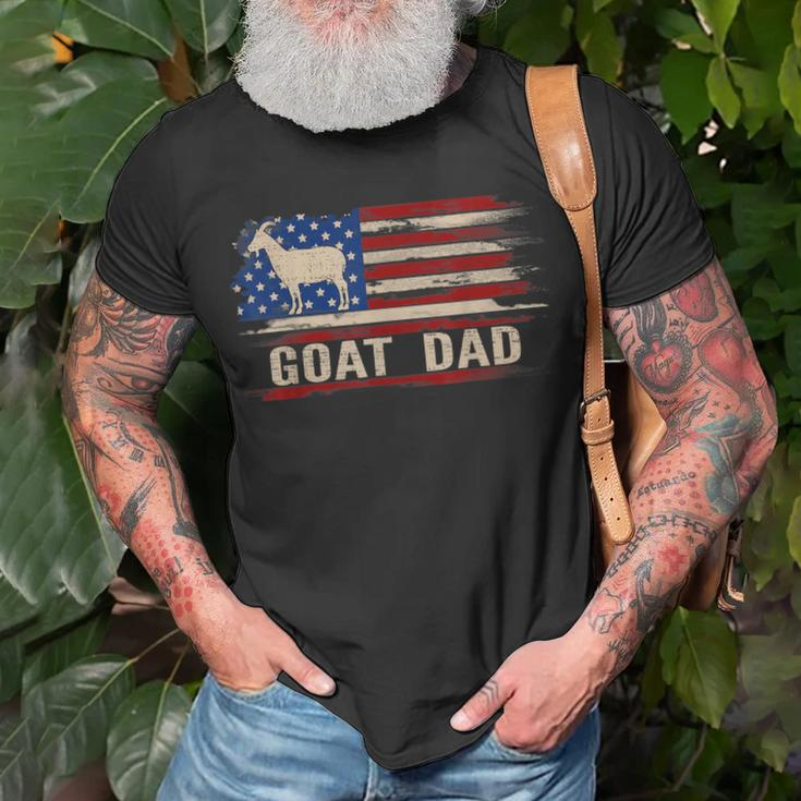 Vintage Goat Dad American Usa Flag FarmingFarmer T-Shirt Gifts for Old Men