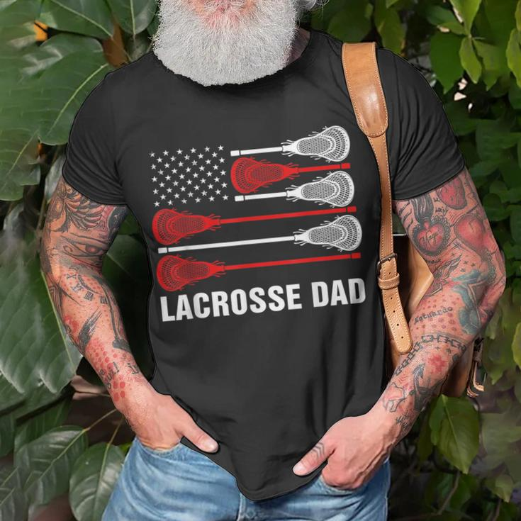 Vintage Lacrosse Dad Lax Dad Usa Flag Patriotic T-Shirt Gifts for Old Men