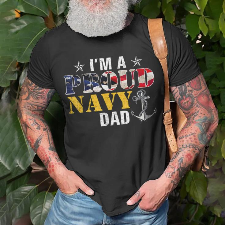 Vintage Im A Proud Navy With American Flag For Dad T-Shirt Gifts for Old Men