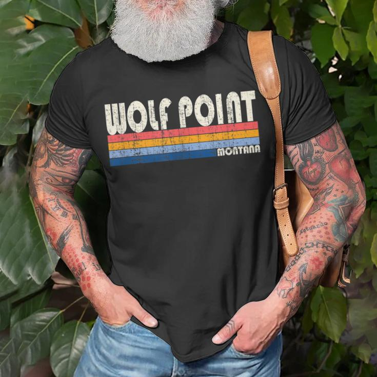 Vintage Retro 70S 80S Style Hometown Of Wolf Point Mt Unisex T-Shirt Gifts for Old Men
